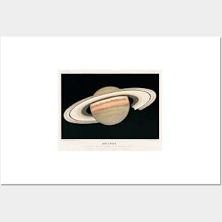1877 Antique Lithograph of Saturn Posters and Art